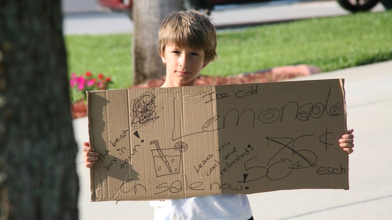 young boy holding a handmade lemonade sign Tptphotos, Dreamstime. Humorist Greg Schwem is still waiting for the anarchists, agitators, and looters that were predicted. The warning has given him all sorts of excuses to stay inside as well as messages for those would-be protestors.