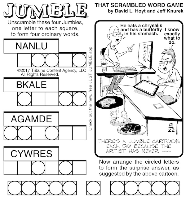 classic Jumble puzzle: a self portrait of the puzzle masters