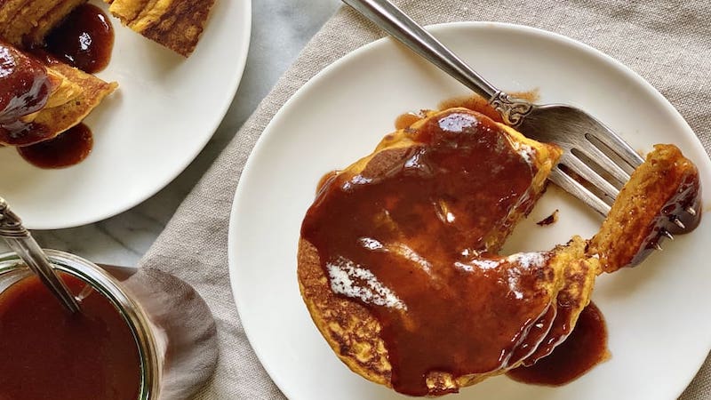 These fluffy pancakes are loaded with real pumpkin and sweet spices. These pumpkin pancakes use easy pumpkin puree, fall spices, and brown sugar to start a fall morning off right – or even brunch or supper!