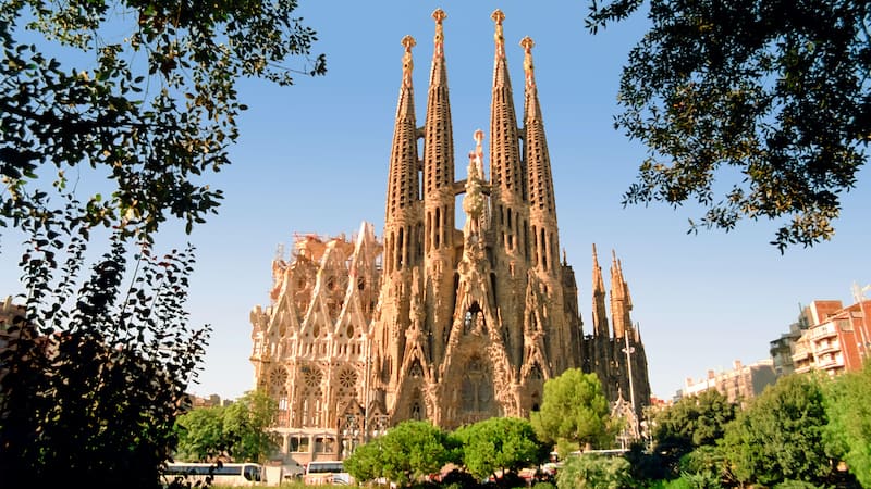Sagrada FamÃlia, under construction since 1883, is the culmination of Antoni GaudÃ's wildly creative Modernista style. In Barcelona: The spirit of Catalunya