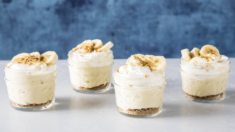 What’s better than a slice of pie, you ask? A pie in a jar, of course. America’s Test Kitchen shares their kitchen-tested recipe for Banana Cream Pie in a Jar. CREDIT: Kevin White/TNS.