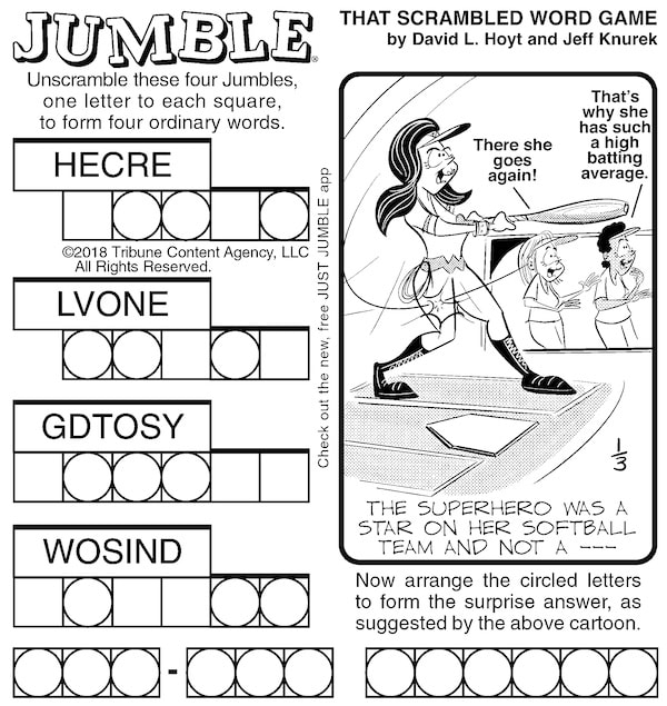 Classic Jumble Puzzle for Jumble Puzzles: Billboards and Batters