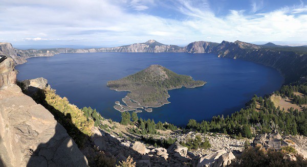 Crater Lake, a true power spot, a collapsed extinct volcanic caldera filled with water. 