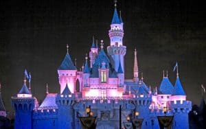 The Cinderella castle at Disneyland in California after dark. After a childhood of making Disney memories, R. G. Begora made his first visit to Disneyland at the age of 59, with unexpected results. Image