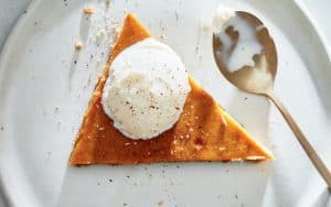 Pumpkin Pie Bars offer a smart solution for serving a crowd, at Thanksgiving, Christmas, or any time you want an autumnal treat. You can make this dessert a few days ahead of Thanksgiving and store it in the refrigerator covered. Image