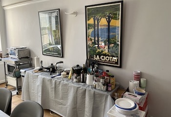 The Ripps' temporary kitchen during their kitchen renovation