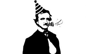 Edgar Allan Poe with a party hat. This week’s What’s Booming: Cerebral Selections blend music, visual and performing art, reading, lectures, and a 114th birthday party for Edgar Allan Poe. Image