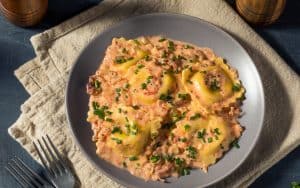 lobster ravioli on a plate. Image by Bhofack2. This recipe for creamy lobster ravioli creates an impressive delicious entrée, PLUS it includes a helpful pasta-making primer. Learn and eat! Image