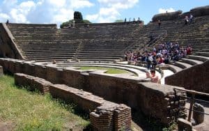 The show still goes on in ancient Ostia's theater.. Ruins that rival those at Pompeii – ancient buildings, frescoes, and mosaics are wonderfully preserved over the millennia at Ostia Antica. Image