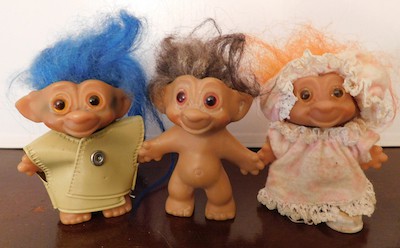 three troll dolls
