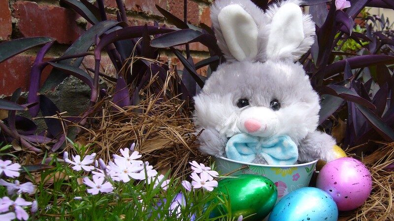 An Easter bunny, basket, and colored eggs. Some holidays are easy to understand. Not so with Easter. Nick Thomas recalls childhood Easter mysteries, which he has yet to solve. Image