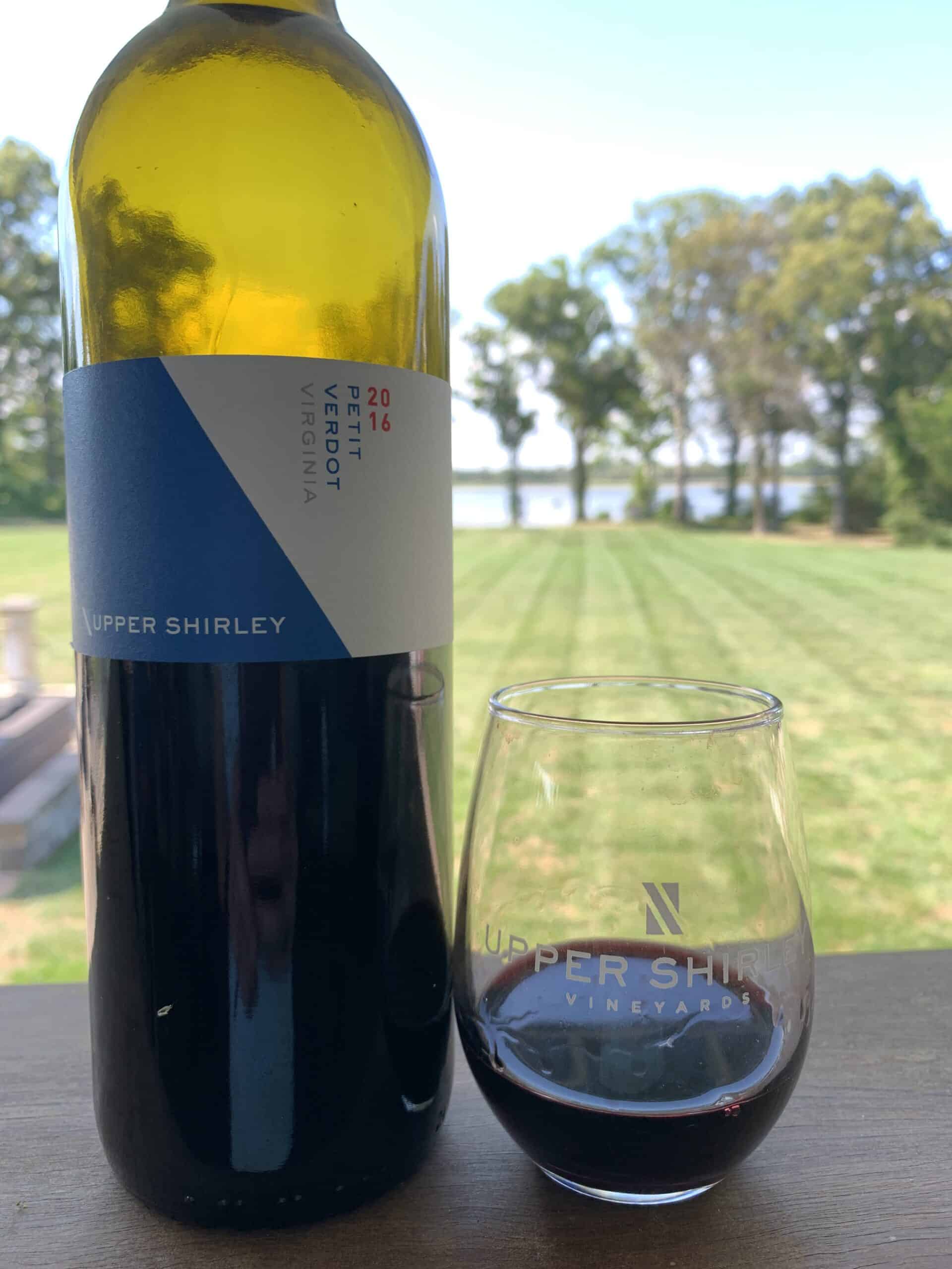 Wine and view at Upper Shirley Vineyards, the westernmost winery on the Virginia Peninsula Wine Trail.