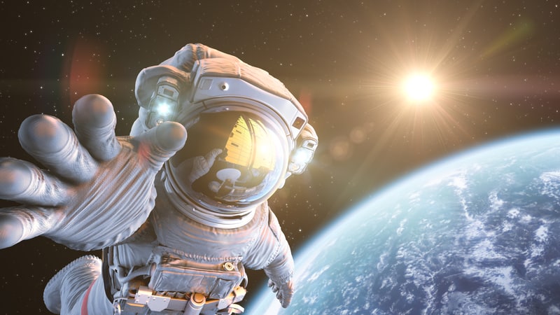 an astronaut floating in space