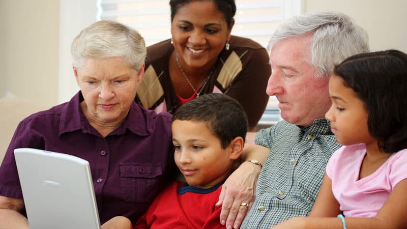 Three generations of a family around a laptop. From Rmarmion. This week’s Jumbles feature riddles and stitches. Unscramble the words and the funny bonus answer with a Jumble for Kids and the classic. Image