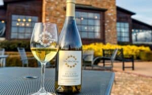 New Kent Winery wine and bottle, image courtesy of the Virginia Peninsula Wine Trail. Image