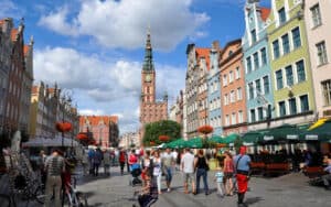 Gorgeous facades line Gdansk's main drag, echoing the city's historic importance.“Despite modernization, Gdańsk will always have a powerful history.” The city in Poland hosts colorful streets, a shipyard, amber and more. Image