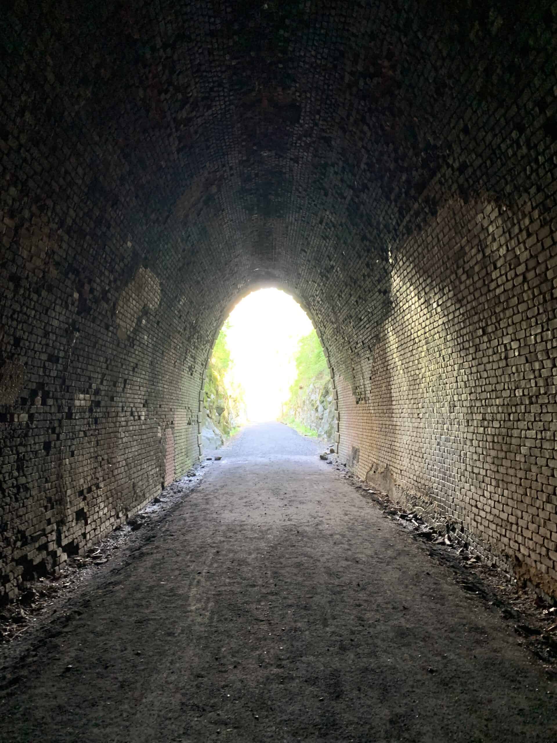 Blue Ridge Tunnel looking out at west end. For article on a weekend at Indigo House in Nelson County