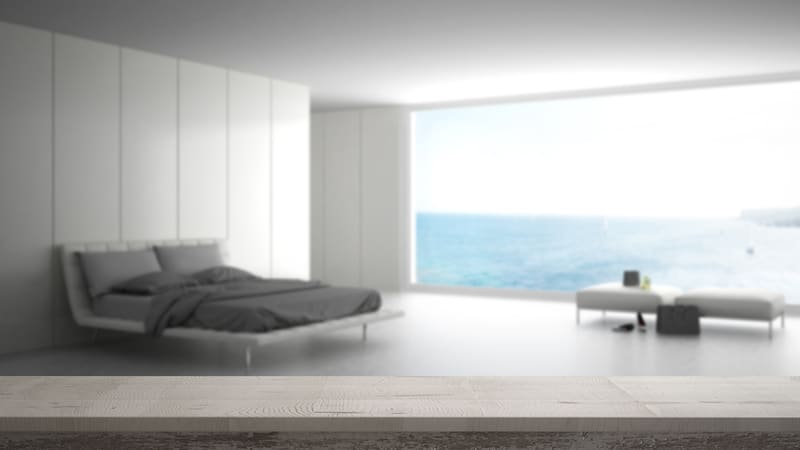 minimalist bedroom, with no decorations, from ArchitectureVIZ. A woman operates in compulsive decluttering mode and accuses her fiancé of hoarding. Can they really live together? See what “Ask Amy” says.