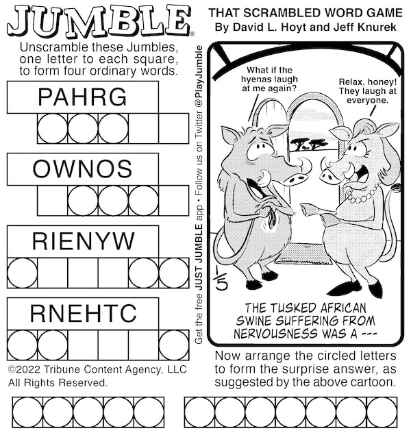Classic Jumble with swines as part of the clues, for the kids and adults Jumble puzzles