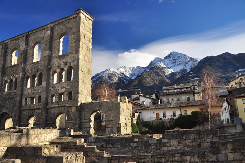 Roman ruins in Aosta, Italy, by Roberto Maggioni