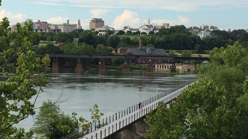 Richmond skyline with James River and the T Tyler Potterfield Bridge in the foreground. Image by Annie Tobey