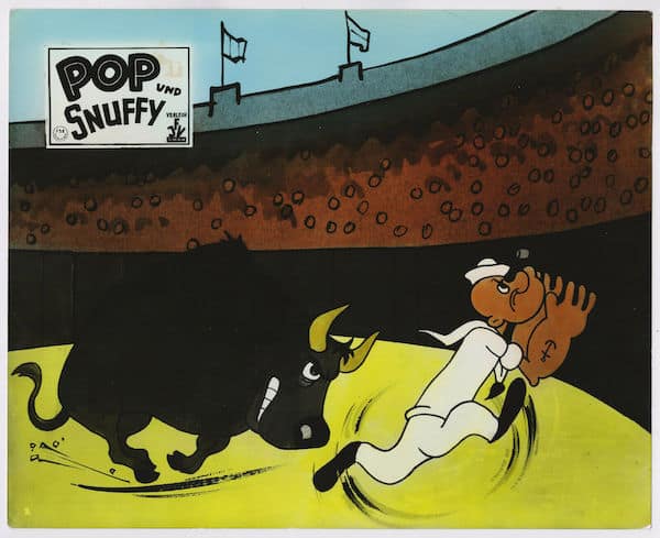 From a German poster promoting the Popeye & Snuffy Smith TV-cartoons from the early 1960s. Both series were produced by King Features Syndicate.