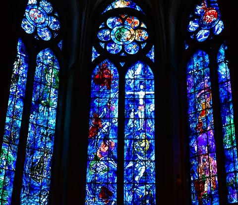 stained glass windows created by Marc Chagall