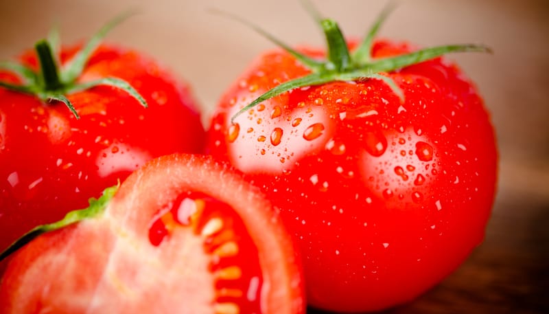 three juicy tomatoes, from Juliengrondin, for article on tomato season ideas