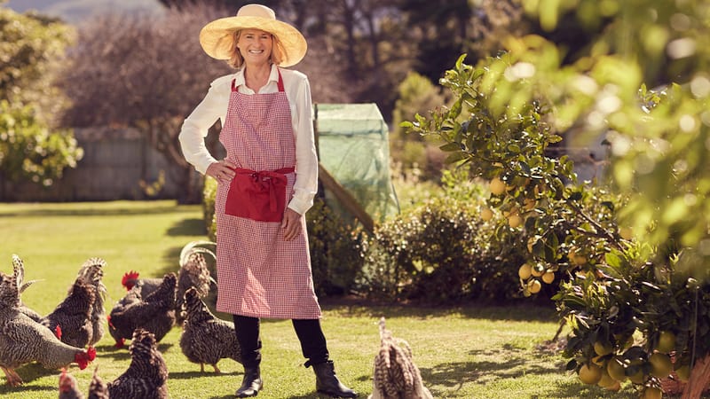 A woman caring for her backyard chickens.