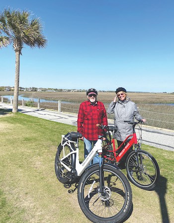 Peter and Peggy loved their e-bike tour of Mount Pleasant and Sullivan’s Island with Rebellion Roads. Photo courtesy Rebellion Roads