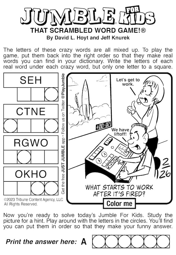 Jumble for Kids: What starts to work after it's fired?