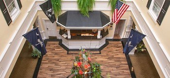 Interior shot of the lobby at Inn on the Square in Greenwood, SC