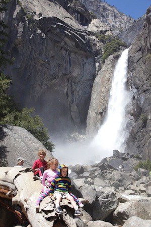 Sherrill Pool Elizondo's grandkids with a waterfall behind them