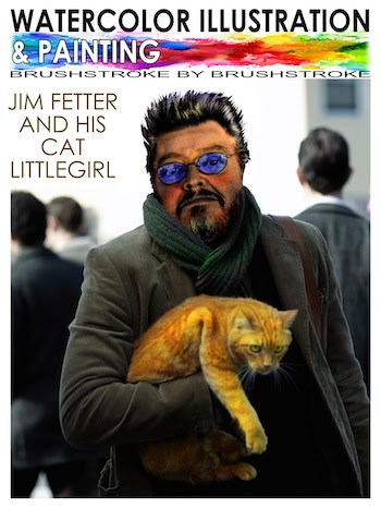 Jim Fetter and his cat on "Watercolor Illustration" magazine.
