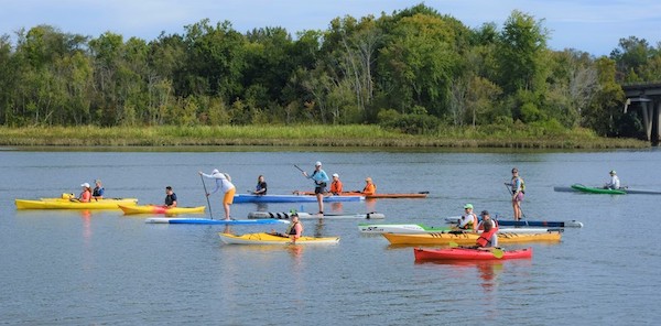 Kayakers on the Appomattox River in Central Virginia. For the Paddle Battle.