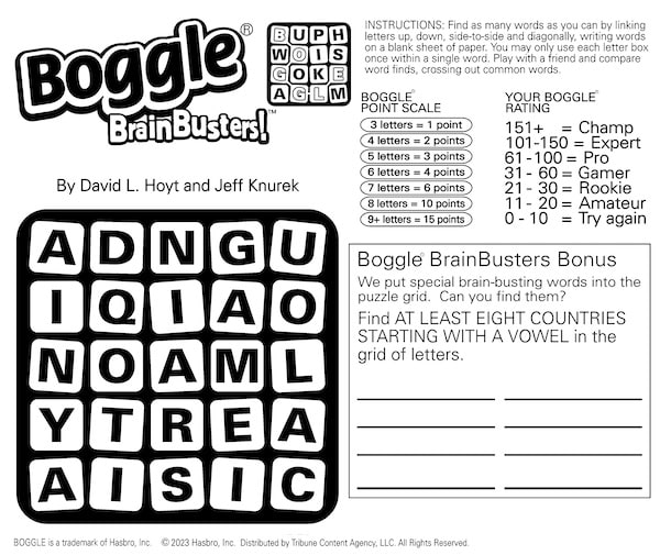 Boggle Puzzle with hidden countries
