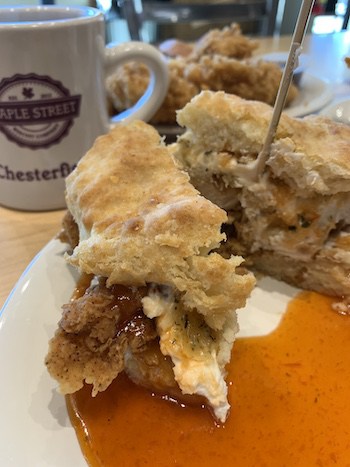 The Squawking Goat Biscuit sandwich at Maple Street Biscuit Company