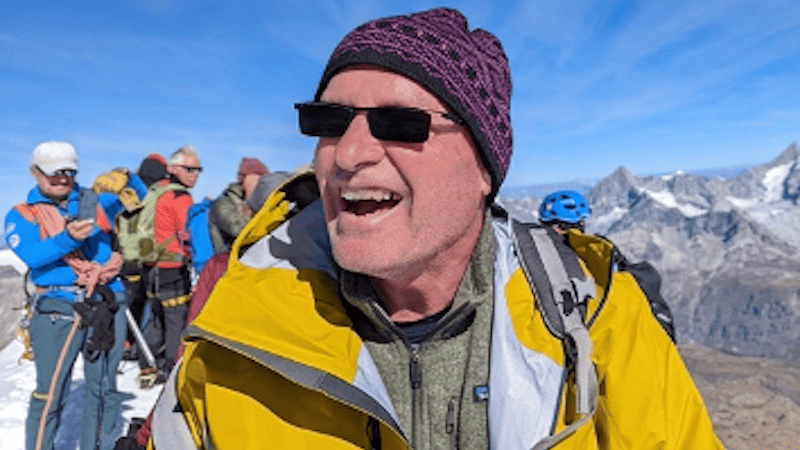 Jay Ahlbeck at Breithorn Summit. Ahlbeck shares lessons from Breithorn