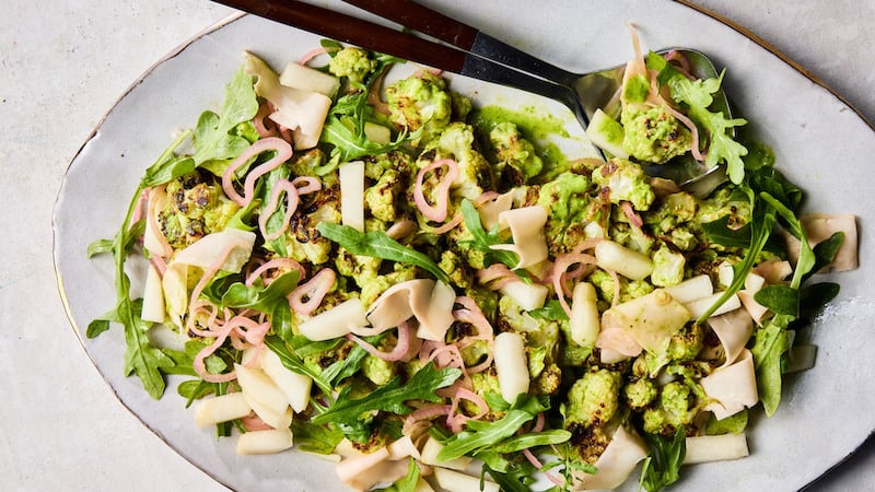 This make-ahead salad is packed with goodness. Pickled cauliflower shavings and shallot add a tangy element.