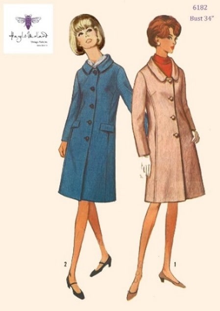 Pictures on a pattern envelope for a wool walker coat, for a From Our Reader piece, "Can You Keep a Secret?"