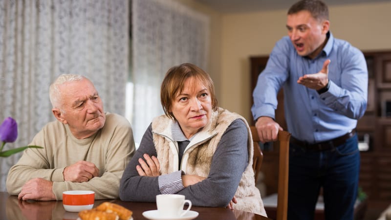 a man scolding his elderly in-laws. By Iakov Filimonov