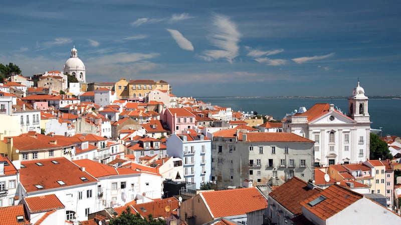 Exploring inspirational Lisbon in Portugal: View from Largo Santa Luzia Miradouro Santa Luzia