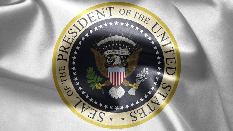 The United States presidential seal on a satin cloth. By Pavel Kusmartsev. A Man of Great Character and a Chatty Passenger