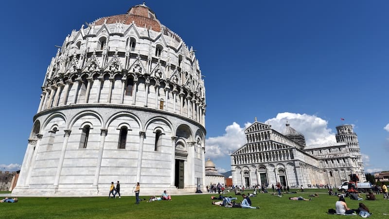 On the Field of Miracles, Pisa's Baptistery is Italy's biggest, with interior ambience, a hexagonal pulpit, and impressive acoustics. For Rick Steves article on Pisa and Lucca in Italy