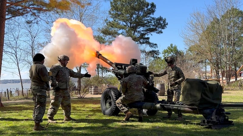 111th artillery demonstration, for use in What's Booming, March 14