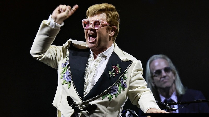 Elton John performs at Mercedes Benz Stadium on Sept. 22, 2022, in Atlanta. CREDIT: (Natrice Miller/The Atlanta Journal-Constitution/TNS).