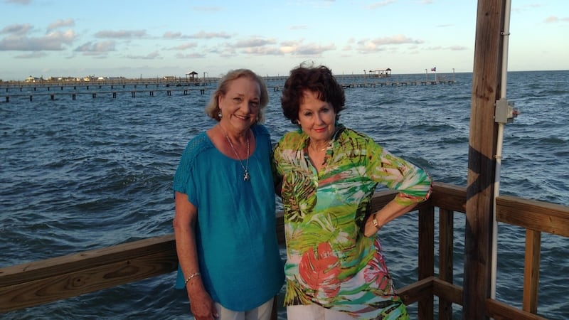 Sherrill and her friend on a pier near the family vacation home in Texas
