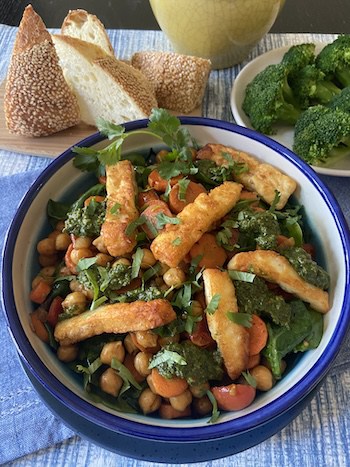 Cut into thick sticks, halloumi fries add a lean protein element to salads.