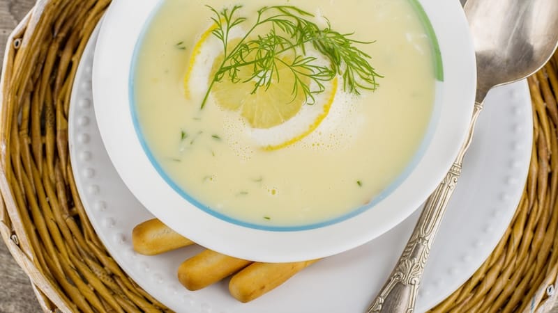 This lively lemon egg soup has been a staple in Greece for centuries. Creamy and pungent with lemon flavor, Avgolemono soup must be Greece’s answer to other national comfort chicken soups. The rice and egg yolks add both texture and thickening to the simple broth.