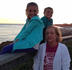 Writer Sherrill Pool Elizondo with two of her grandchildren. Used with "Love in Santa Cruz" essay